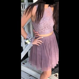 Two Piece Purple Formal Dress